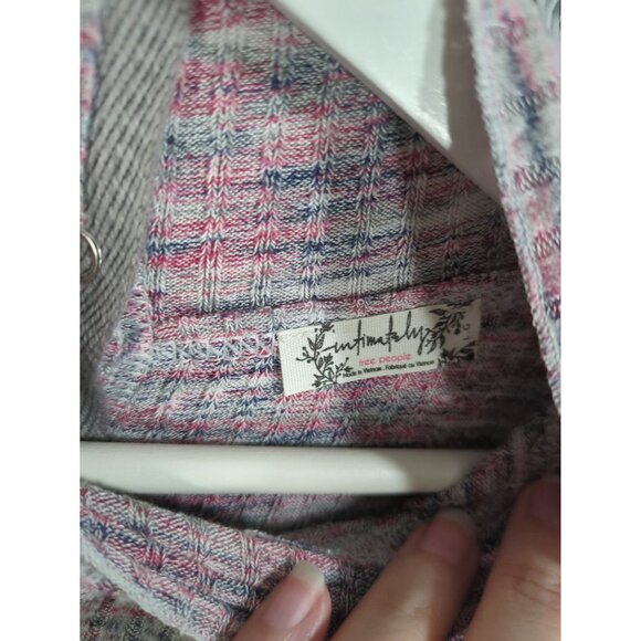 FREE PEOPLE Mockneck Long Sleeve Snap Back Bodysuit Women SZ L Colorful Rib Knit - Picture 9 of 10